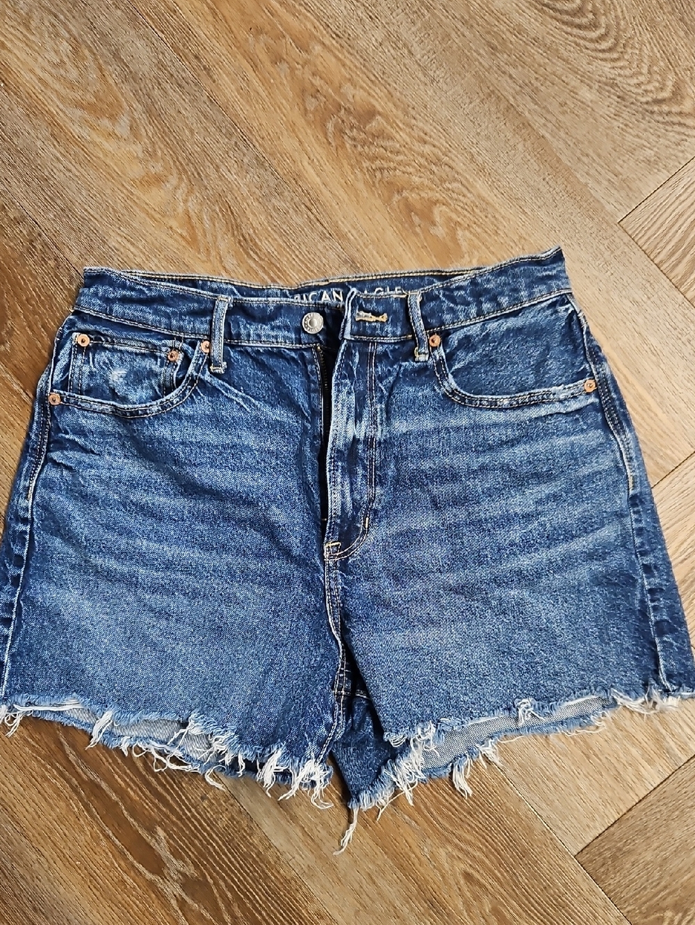 American Eagle Outfitters Blue Frayed Hem Denim Shorts